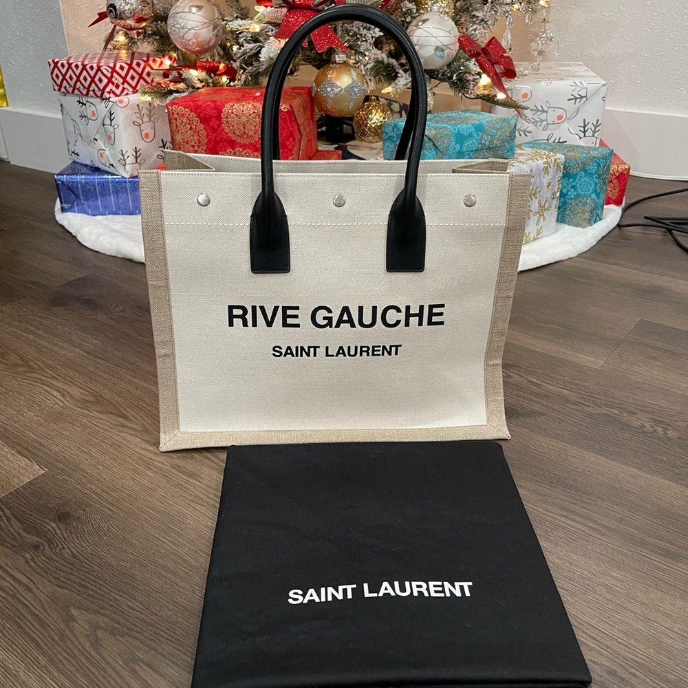 Saint Lauren Rive Gauche Small Tote Bag in Canvas